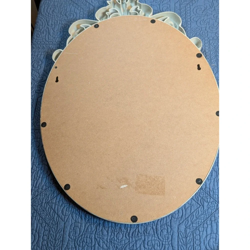 Shabby Chic White Oval Wall Mirror French Country Baroque Cottage Farmhouse...